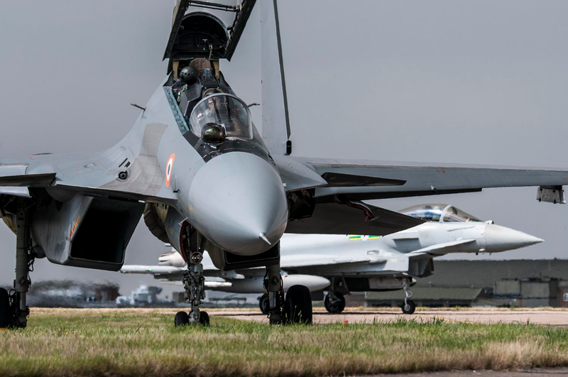 Illustration for article titled Photos: India's Su-30MKI Flankers Sparred With Royal Air Force Typhoons